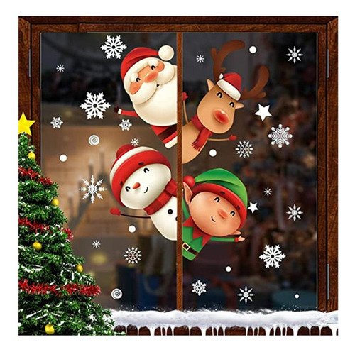 Xj 12 Pegatinas Adhesivos Navideños Para Ventanas Decoración