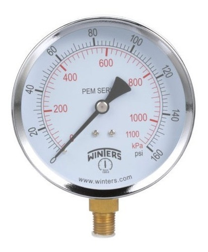 Manómetro Winters Pem Caja 100mm Economico R1/2 Rangos +70kg
