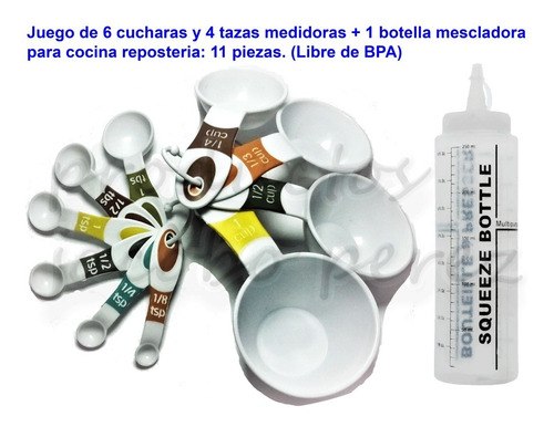 MB-LANHUA 11Piezas Cucharas dosificadoras Plástico Medida de Cocina Cucharas dosificadoras Tazas Juego de cucharas Blanco Nuevo 