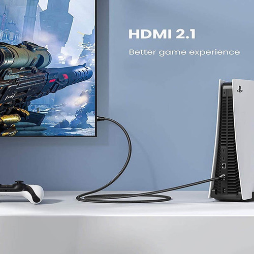 Imagen 3 de 7 de Cable Hdmi 2.1 Ugreen Hdr Earc Nylon Trenzado Negro 8k 2m