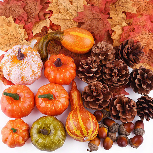 Set De Calabazas Artificiales K Ornament, Hoja De Arce Y Cal