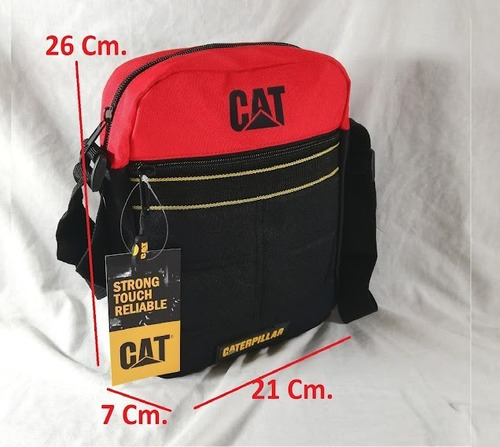 Imagen 7 de 7 de Morral Caterpillar Porta Tablet iPad 9¨ Negro Franja Roja