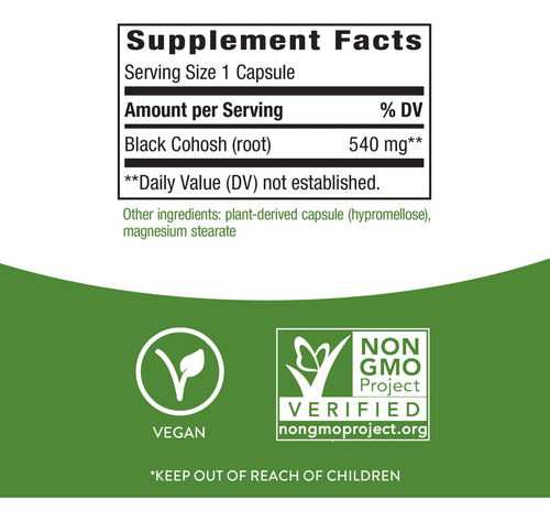 Nature's Way Black Cohosh Root, 540 Mg,180 Capsule 14690