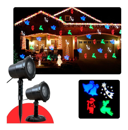 Proyector láser Christmas Lazer, potente reflector navideño para exteriores, carcasa de color negro, luz RGB, 110 V/220 V