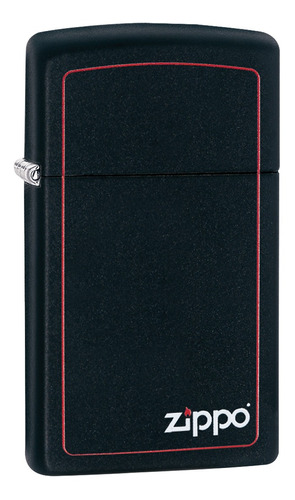 Encendedor Zippo Lighter Slim Black Matte Red Border Negro