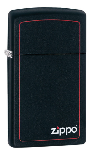 Imagen 1 de 10 de Encendedor Zippo Lighter Slim Black Matte Red Border Negro