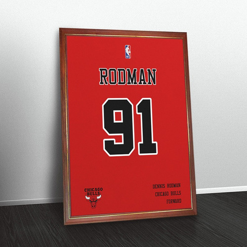 Dennis Rodman N 91 Chicago Bulls Poster En Cuadro P Colgar 