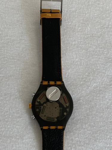 Relogio Swatch Scm101. Cronografico. Ano 1992, Sem Uso.couro