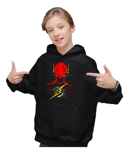 Sudadera Negra De Infantil Manga Corta De Flash Heroe 