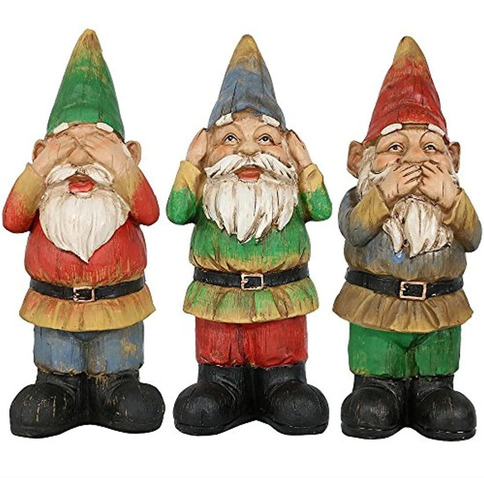 Estatuas Juego De Tres Gnomos De Jardín