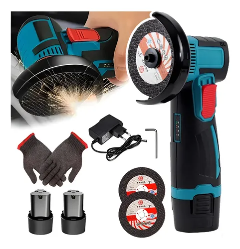 Mini Esmerilhadeira Lixadeira Angular Portátil 2 Bateria 36v Azul