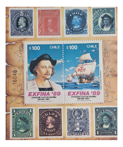 Estampilla Sello Postal De Chile / Exfina 89 Modelo 1