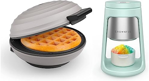 Mini Waffle Maker Gris & Máquina De Hielo Rasurado