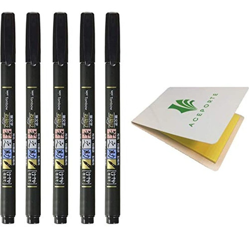 Tombow Fudenosuke Fude Brush Pen Soft (gcd-112) X5 Set