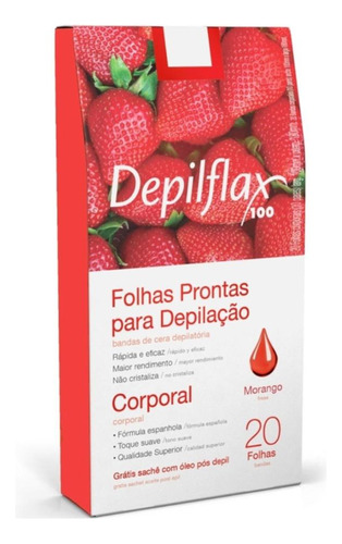 Depilflax Folhas Prontas P/ Depilação Corporal Morango C/20