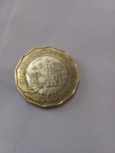 Moneda De 20 Pesos De La Fundacion Del Puerto De Veracruz