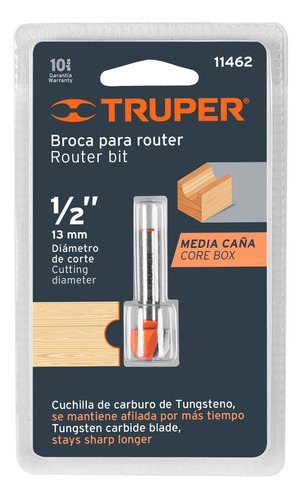 Broca Router, Media Caña, 1/2´´, Truper