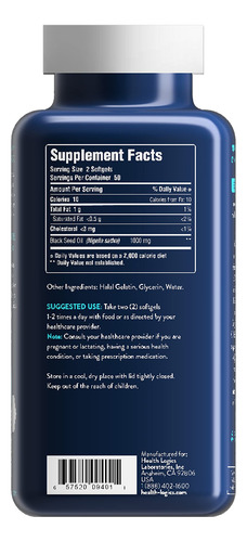 Health Logics Black Cumin Seed Oil Softgels, 100 Count