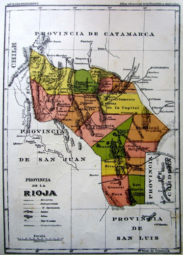Plano Color 1917 Provincia De La Rioja Ferrocarril Tren Mapa