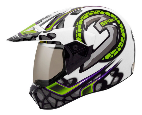 Capacete Para Moto 3 Sport Stones Bieffe Branco Verde Cross Cor Branco e Verde Tamanho do capacete 58