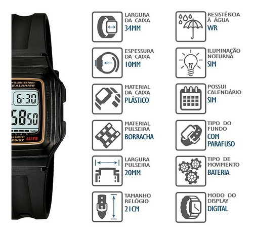 Relógio Casio Masculino F-201wa-9adf