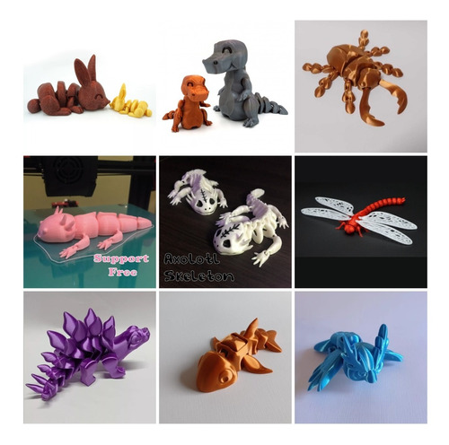 Animales Articulados 01 X 9 Archivo Stl Para Impresión 3d