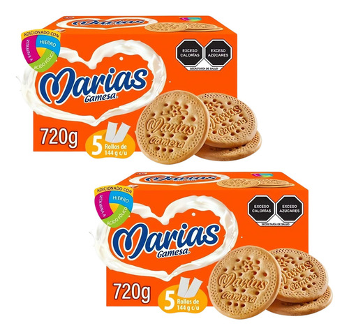 2 Cajas Galletas Gamesa Marías 5 Rollos De 144 G C/u