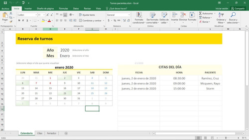 Excel Reserva De Turnos Pacientes