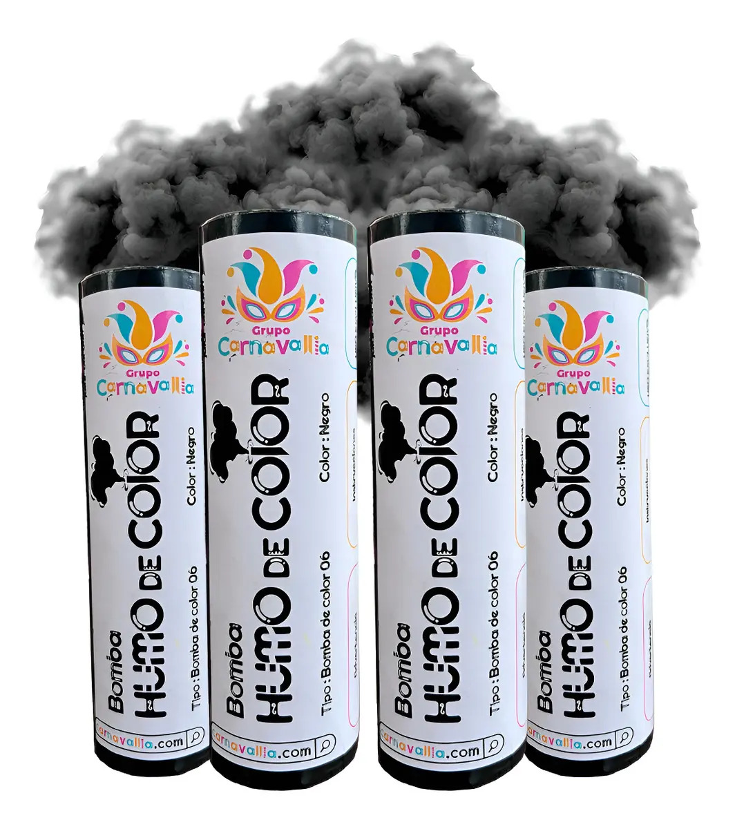 4 Bomba Humo De Color Negro Polvo Fiesta Halloween Festival Color Blanco