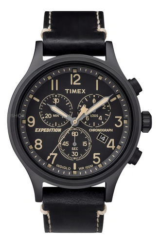 Reloj Timex Expedition Caballero Tw4b09100 Piel Negro Chrono