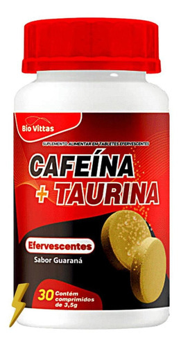 Cafeína + Taurina  C/30 Comp - Sabor Guaraná - Biovittas