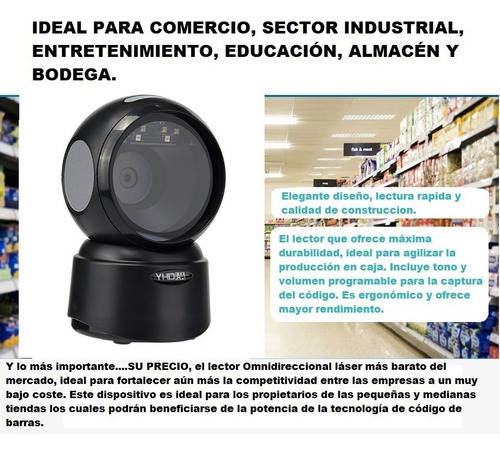 Imagen 6 de 9 de Lector Escáner Código De Barras Omnidireccional Usb Con Base