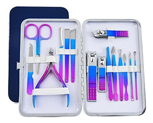 Set De Manicure De 15pcs Tornasol Portatil Para Uñas+estuche