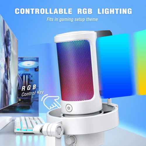 Micrófono Fifine Ampligame A8 Rgb Usb Cardioide - White