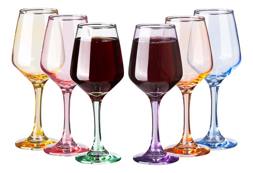 Sunnow Copas De Vino De Cristal Multicolor De 12 Onzas, Para