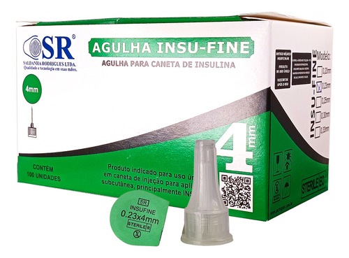 Agulha Para Caneta De Insulina 4mm 32g Sr 100un Cor Verde-escuro