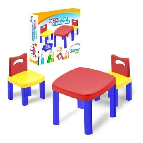 Mesinha Infantil Poá Com 2 Cadeiras - Simo Toys Cor Colorida