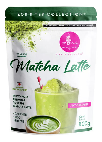 Zoma Tea Té Verde Matcha Latte 800g Sin Azucar 80 Tazas
