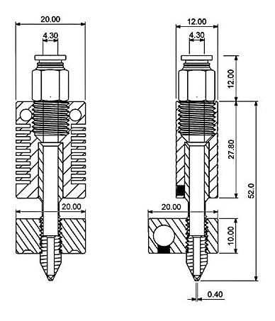 3d Montado Extrusora Metal Hotend Kit 0.016 in Para Cr 8