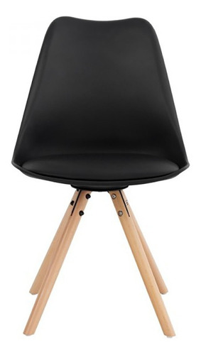 Imagen 2 de 6 de Silla Tulip Pata Redonda Negra