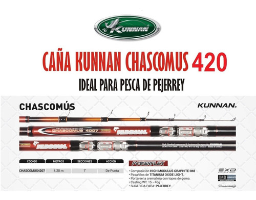 Para Pejerrey Y Reel Frontal Kunnan Chascomus 420 Comp Im8