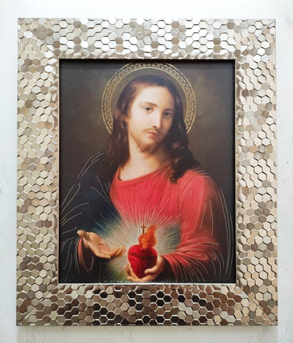 Sagrado Corazón De Jesús Op 3 En Marco Condesita 35 X 30 Cms