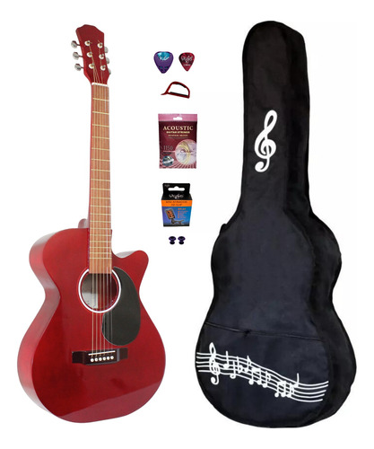 Kit Guitarra Texana Acústica Cuerdas De Acero Nacional