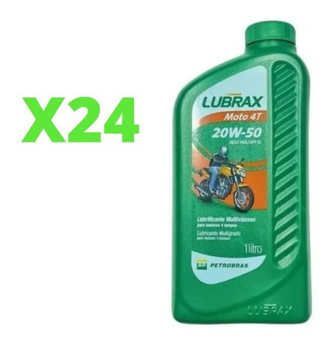 Caja 24 Aceite Moto Lubrax Petrobras 20w50 Mineral X 1l 