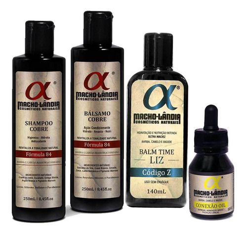 Kit Barba Ruiva Macho-lândia Balm, Oleo Shampoo E Balsamo