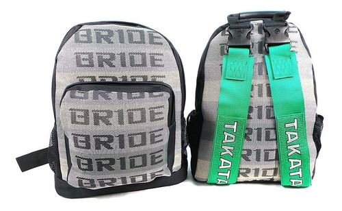 Mochila Jdm Bride, cintos Takata, modelos exclusivos, cor irp, preto, gradiente, design de tecido, cinto Takata, verde