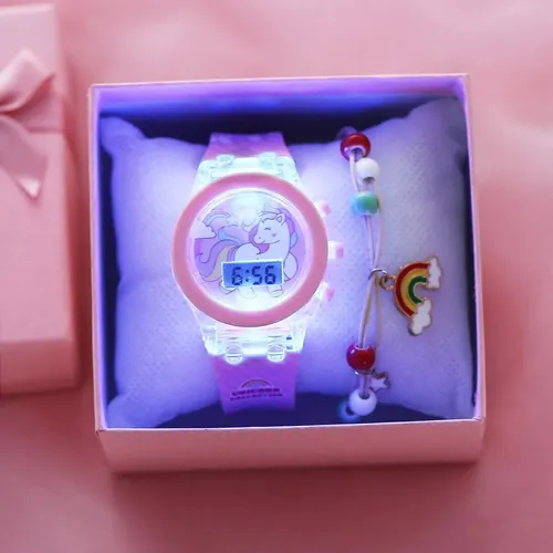 Hermoso Reloj Iluminado Unicornio Pulsera Arco ris Cuotas sin