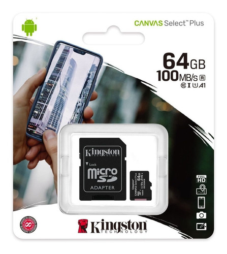 Imagen 1 de 4 de Memoria Micro Sd Kingston 64 Gb 100mb/s Celular Samsung