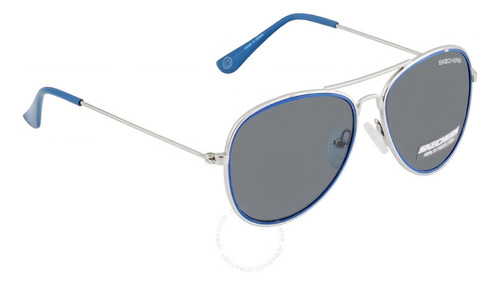 Skechers Gafas Sol Lentes Sunglasses Se9005 Aviador Unisex Lente Gris Varilla Plateado Armazón Plateado Diseño Ocean