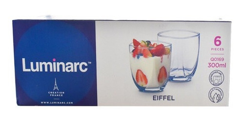 Juego 6 Vasos De Vidrio Old Fashioned Eiffel Luminarc 300ml Color Transparente